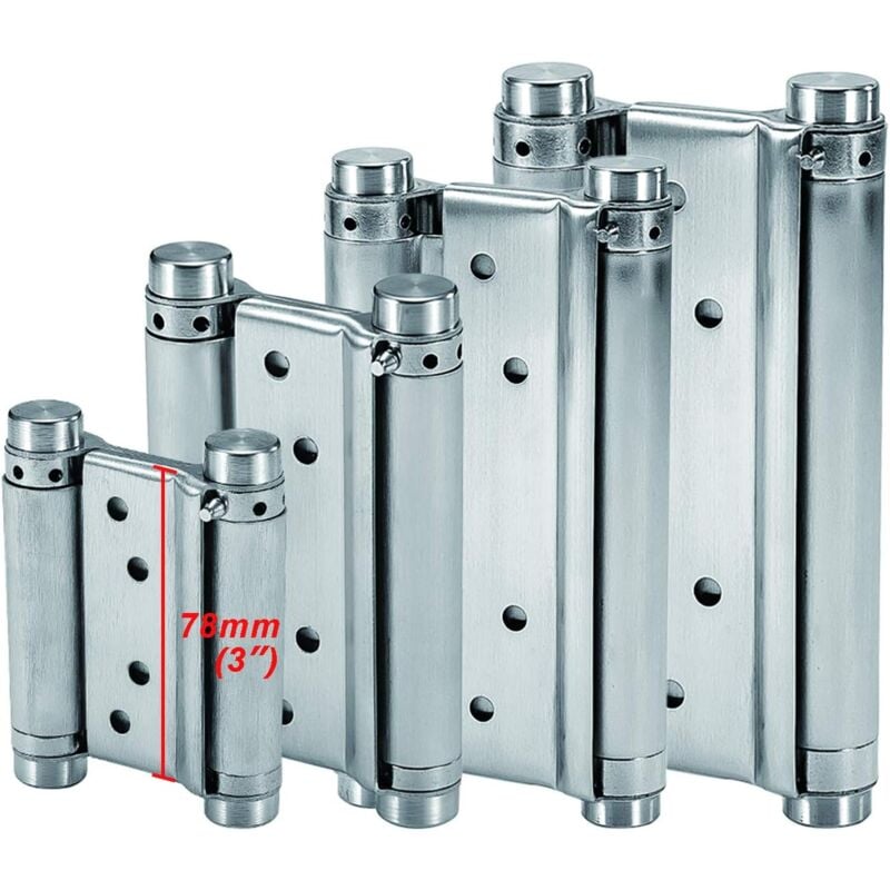 Charnières à ressort (78 mm) Charnières de porte battante à double action en acier inoxydable à fermeture automatique (2 pièces)