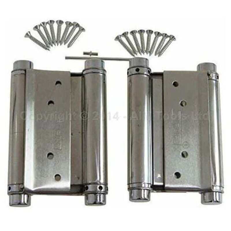 Charnières à Ressort à Double Action 3' 75mm, 1 Paire avec Vis Charnières de Porte Battantes Doubles en Acier Inoxydable pour Portes Intérieures et