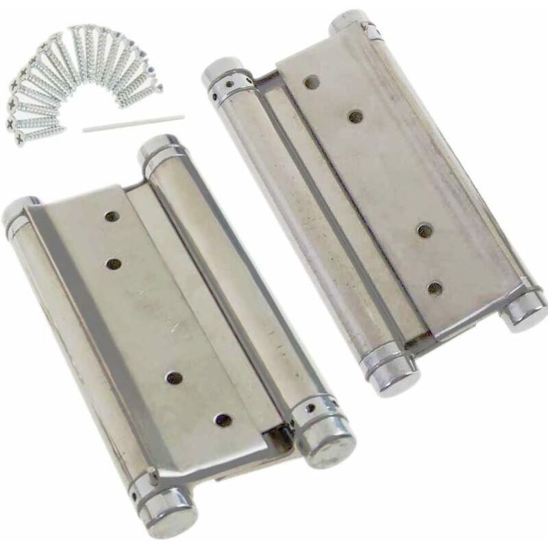 Charnières à Ressort à Double Action 4 100mm, 1 Paire avec Vis Charnières de Porte Battantes Doubles en Acier Inoxydable pour Portes Intérieures et