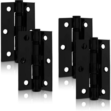 Charnières à roulement à billes noir mat de 3 pouces (75 mm), charnière de porte en acier pour portes en bois (2 paires)