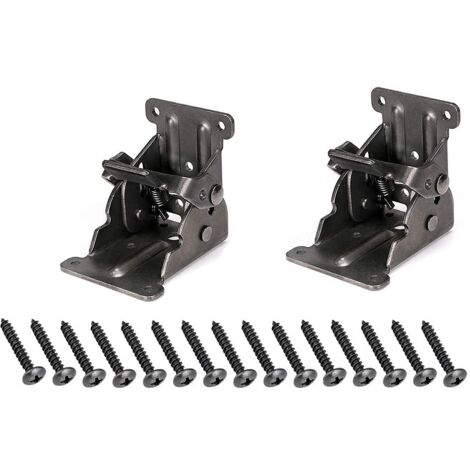 charnières autobloquantes, fixations pour pieds de support pliables, équerre de renfort pour pieds pliables d'établi pliant, avec 20 vis.