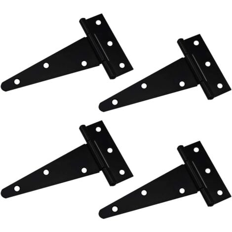 Charnières Charnière en T Charnière Triangulaire Charnière en T robuste Triangle galvanisé 4 pouces Noir Peut être utilisé pour accrocher des portes d'armoires portes de jardin boîtes en bois 4 pièces