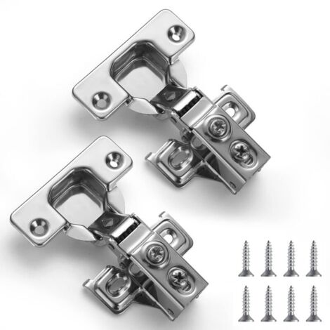 Charnières d'armoire, 2 pack de charnières inox Overlay Soft Close, pour charnière de porte d'armoire de cuisine, avec vis de fixation