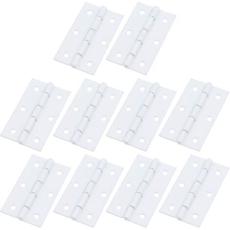 Charnières de boîte blanches 2,36" x 1,41" Charnières de porte en fer Charnières de meubles Lot de 10 pour boîte à outils Coffret cadeau Armoire