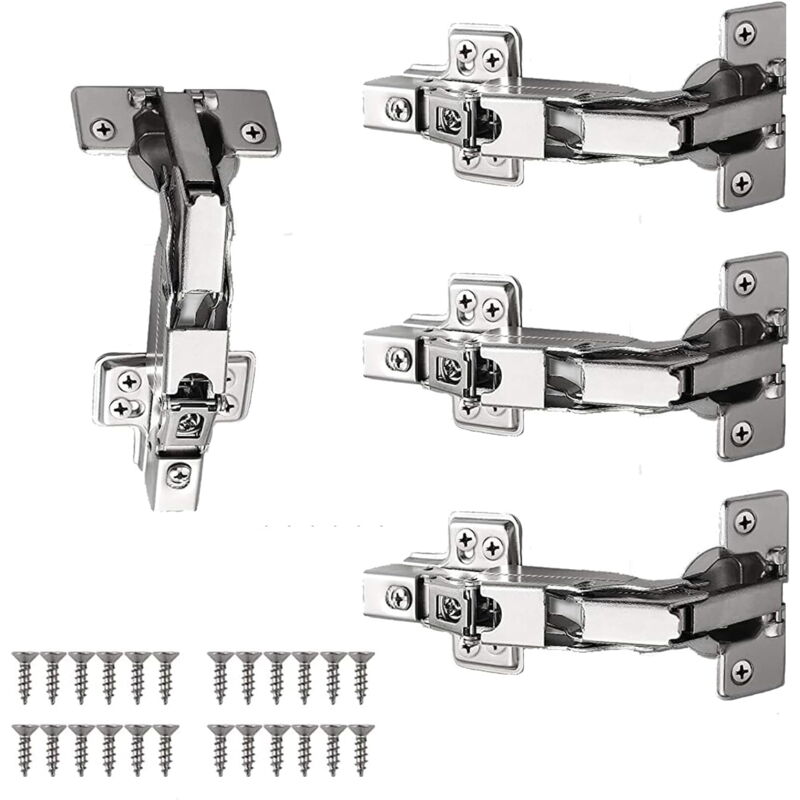 Charnières de placard de cuisine à 165 degrés, charnières de porte de placard à fermeture douce, charnières pliantes et silencieuses avec vis de