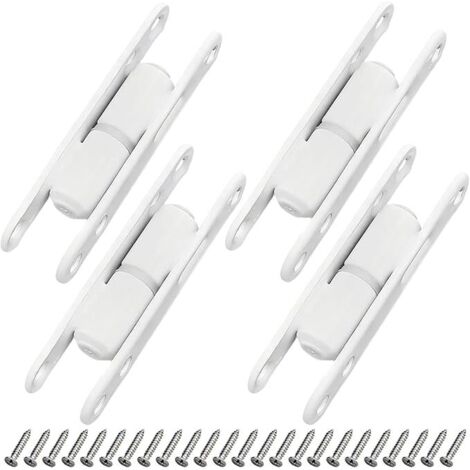 Charnières de Porte, 4 Paires, Charnières Métalliques Blanche pour Fenêtre, Porte en Bois, avec 24 Vis, pour Meubles, Placards, Armoires, Fenêtres et Cabinets