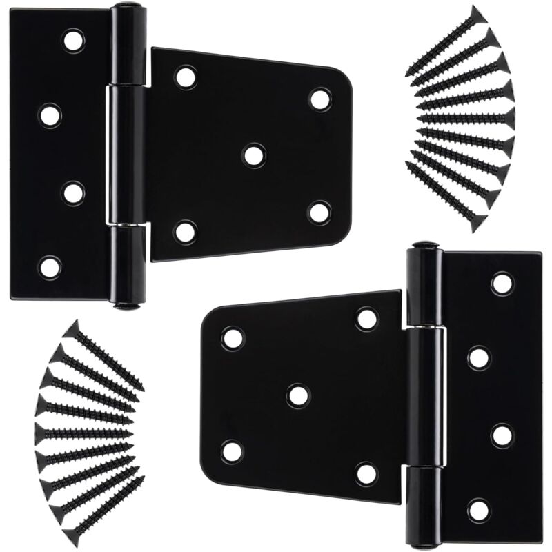 Charnières de Porte à Usage Intensif, Cabinet Porte Lourde Charnières, Charnières de Porte Plates, Noir Charnières en (2 piezas,3.5inch)