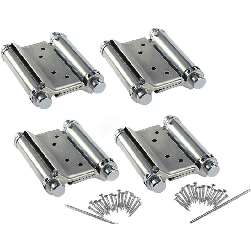 Charnières de porte battante en acier inoxydable, 2 paires,3 pouces pour comptoir de café de salon, Double Action, réglable, fermeture automatique