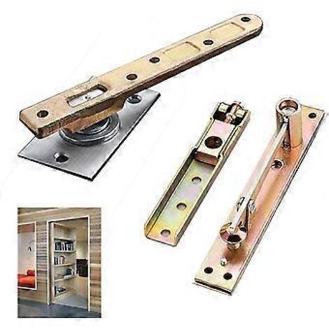 Charnières de porte - Charnières invisibles pour portes en bois massif - Porte cachée pour bibliothèque et porte secrète - Fixation latérale - Rotation à 360°