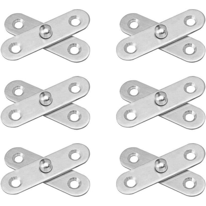 RHG Charnières de Porte en Acier Inoxydable, 6 Pièces pour Montage sur Charnière Pivotante à 360 Degrés (Argent)