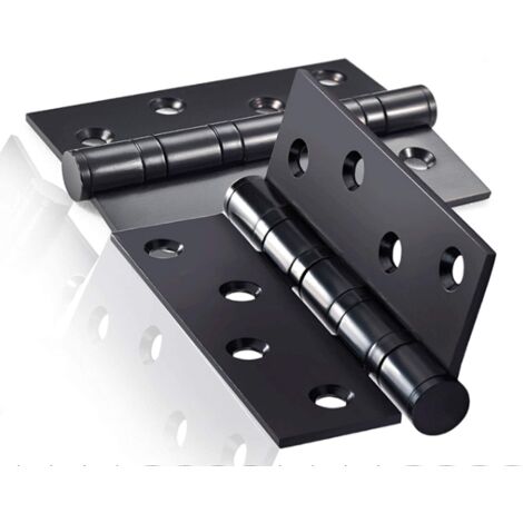 Charnières de porte en acier inoxydable Charnières de porte pliantes à roulement à feuilles (2 pièces noires)