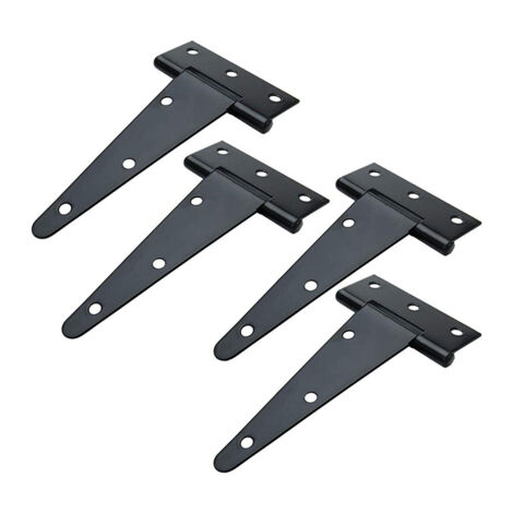 Charnières de porte en acier inoxydable (lot de 4) en forme de T, pour portes de jardin, fenêtres et abris de jardin. Charnières métalliques en forme de T avec vis.