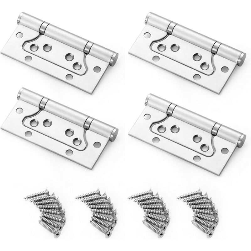 Charnières de Porte en Inox,4 pièces Petite Charnière Affleurante en Acier Inoxydable Robuste Avec Vis pour Meubles de Placard et Roulement Bricolage