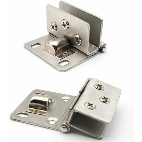 Charnières de porte en verre en acier inoxydable 2 pièces angle d'ouverture de 270° pour verre de 8 à 10 mm d'épaisseur