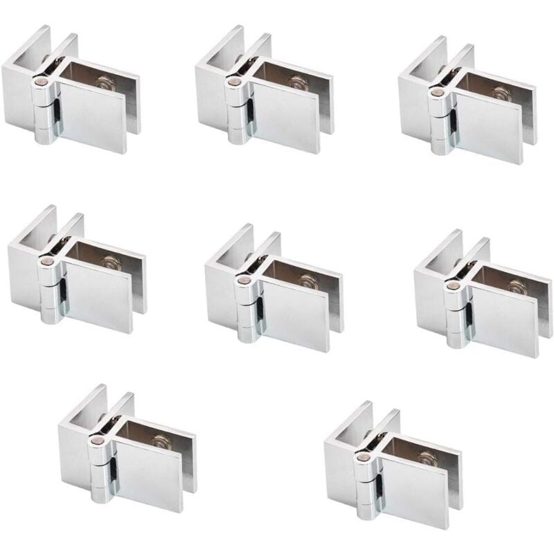 Gotrays - Charnières de porte en verre sectionnelles, clip rectangulaire réglable de 5 mm à 8 mm, clip unique pour armoires et armoires, charnières