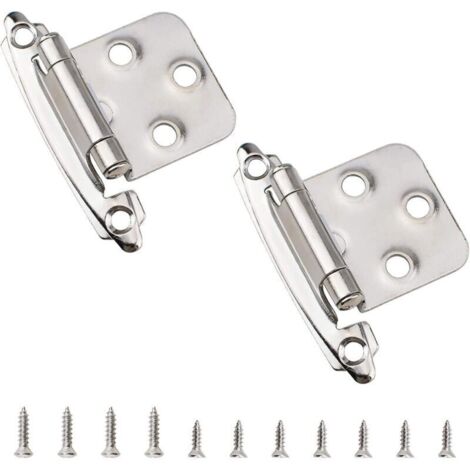 Charnières de porte pour meubles et placards – paire de charnières réglables en acier inoxydable argent, 35 mm, montage facile