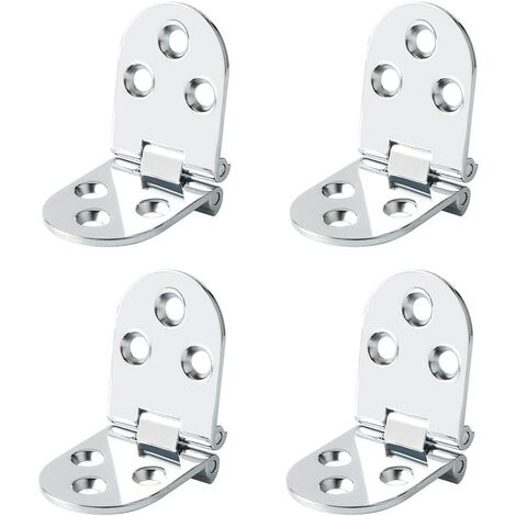 Charnières de Table Pliantes Connecteur Rabattable Montage de Meubles en Inox Pliant de 180 Degrés, 2.5 mm d’Épaisseur, Finition de Chrome en Acier Inoxydable, 4 Pcs