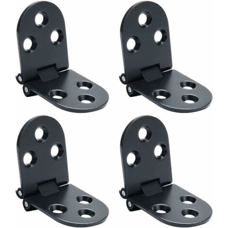 Charnières de Table Pliantes Connecteur Rabattable Montage de Meubles en Inox Pliant de 180 Degrés, 2mm d’Épaisseur, Finition de Chrome en Acier Inoxydable, 4 Pcs noir