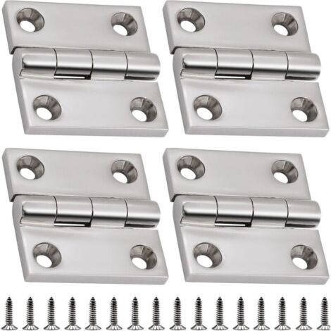 Charnières en acier inoxydable 316 de qualité marine, robustes, pour trappe de bateau (50 mm x 50 mm), paquet de 4, avec vis.