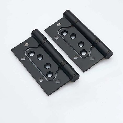 Charnières en Acier Inoxydable, 4 Pouces Rectangulaire Feuille 100mm Charnières de Porte, Noir，4pcs