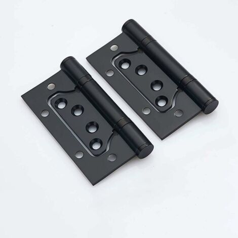 Charnières en Acier Inoxydable, 4 Pouces Rectangulaire Feuille 100mm Charnières de Porte, Noir，4pcs