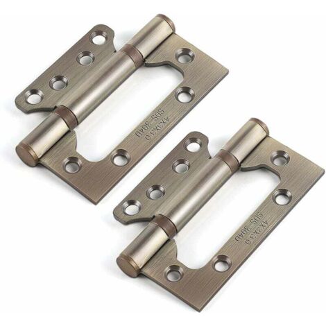 Charnières en Acier Inoxydable,4 Pouces Rectangulaire Feuille 100mm Charnières de Porte, Bronze Ancien，4pcs