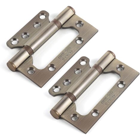 Charnières en Acier Inoxydable,4 Pouces Rectangulaire Feuille 100mm Charnières de Porte, Bronze Ancien，4pcs