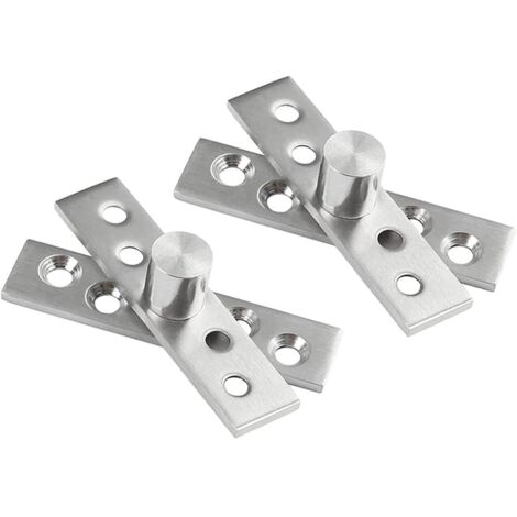 Charnières pivotantes dissimulées à 360° en acier inoxydable pour portes et armoires, pivot central, lot de 2 (100 x 24 mm)