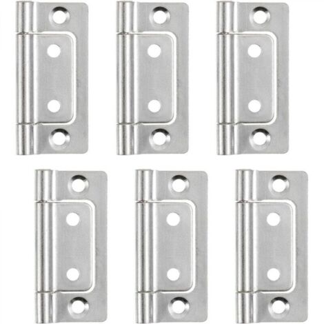 Charnières pliantes 51 x 25 mm, 6 pièces, pour portes encastrées, silencieuses, pour portes, fenêtres et armoires, argentées