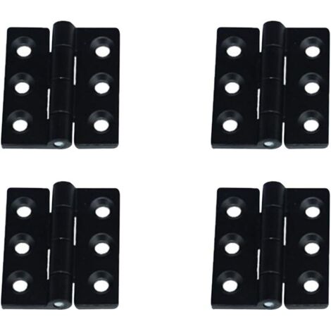 Charnières pliantes - Lot de 4 charnières de porte pour placard, alliage de zinc, noir, 60 x 60 x 6 mm