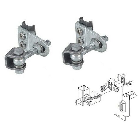 Charnières porte indust GBMU4D16, réglage 4-D, boulon M16, en acier brut LOCINOX - GBMU4D16B2.