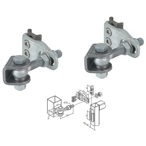 Charnières porte industrielle, réglage quadridimensionnel 4-D boulon M20 LOCINOX - GBMU4D20Z2.