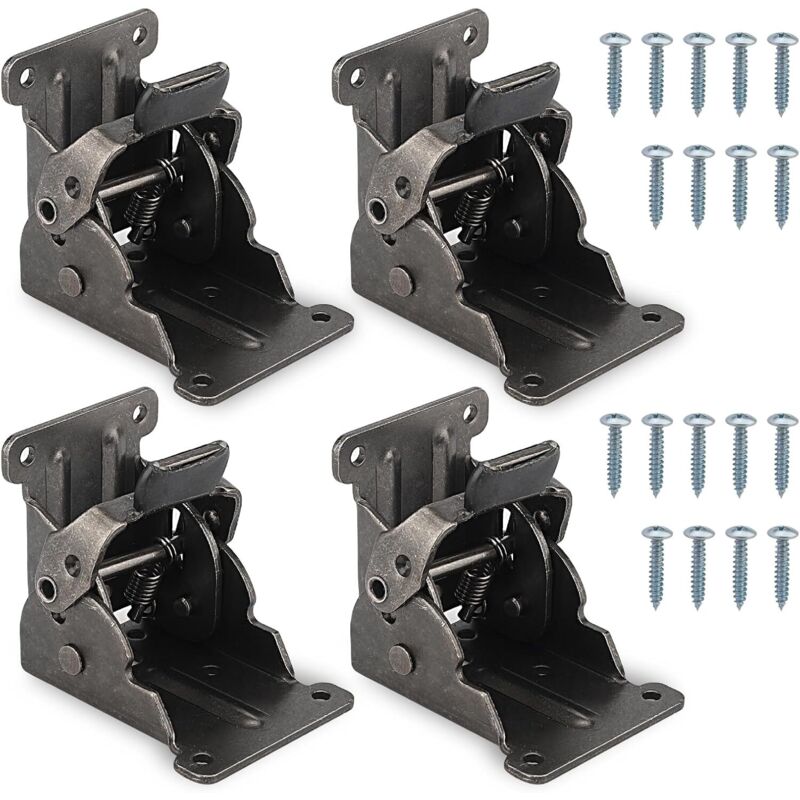 Charnières pour pieds de table pliante à 90° - Lot de 4 charnières autobloquantes 68 x 63 x 54 mm, accessoires pour table pliante avec verrouillage,