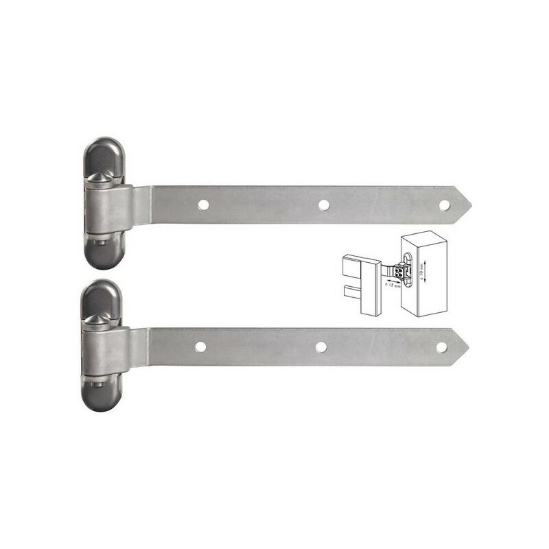 Locinox - Charnières pour porte industrielle en bois, réglage 3-D, L du bras 350mm 3DW350A2.