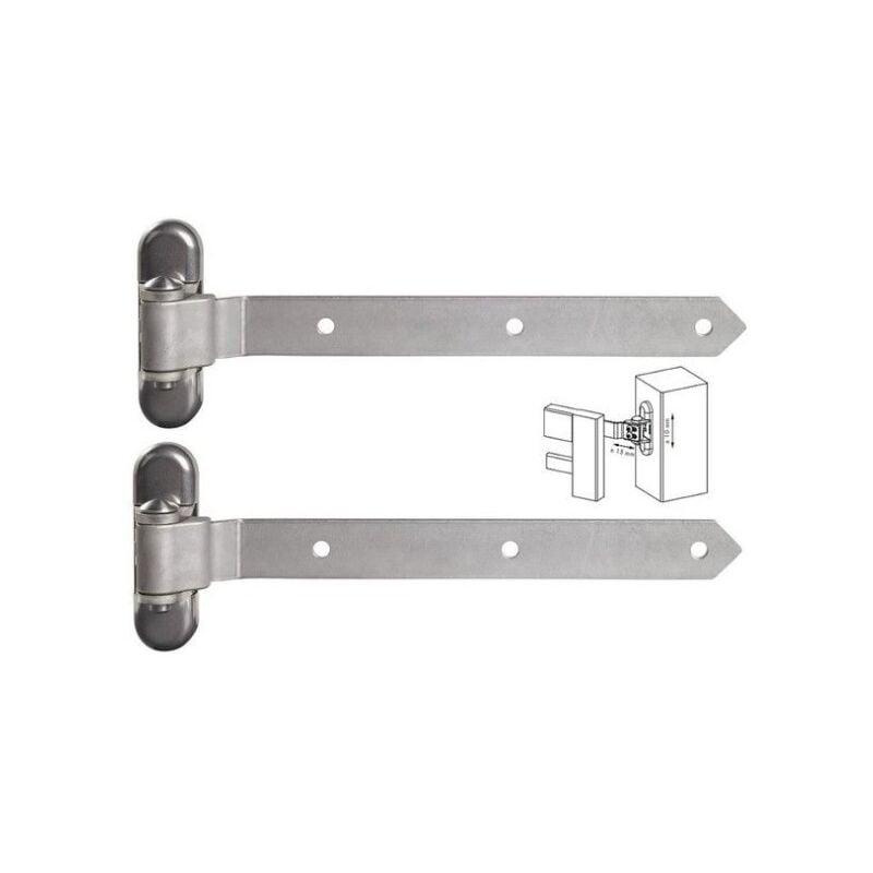 Charnières pour porte industrielle en bois, réglage 3-D, l du bras 350mm Locinox