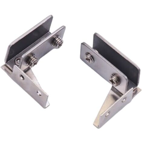 Charnières pour portes vitrées, adaptées aux armoires, vitrines, penderies - charnières en acier inoxydable - adaptées au verre de 5 à 8 mm d'épaisseur (argent).