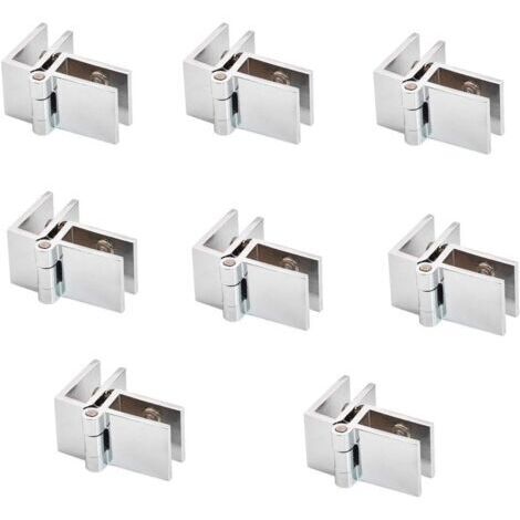 Charnières sectionnelles pour portes vitrées, clip rectangulaire réglable de 5 à 8 mm, clip unique pour armoires et penderies, charnières pour portes vitrées, fermeture à 90° pour porte vitrée et pann