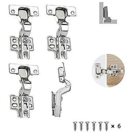 Charnières standard à 110 degrés avec amortisseur et mécanisme de fermeture automatique pour portes de placards de cuisine (lot de 4)