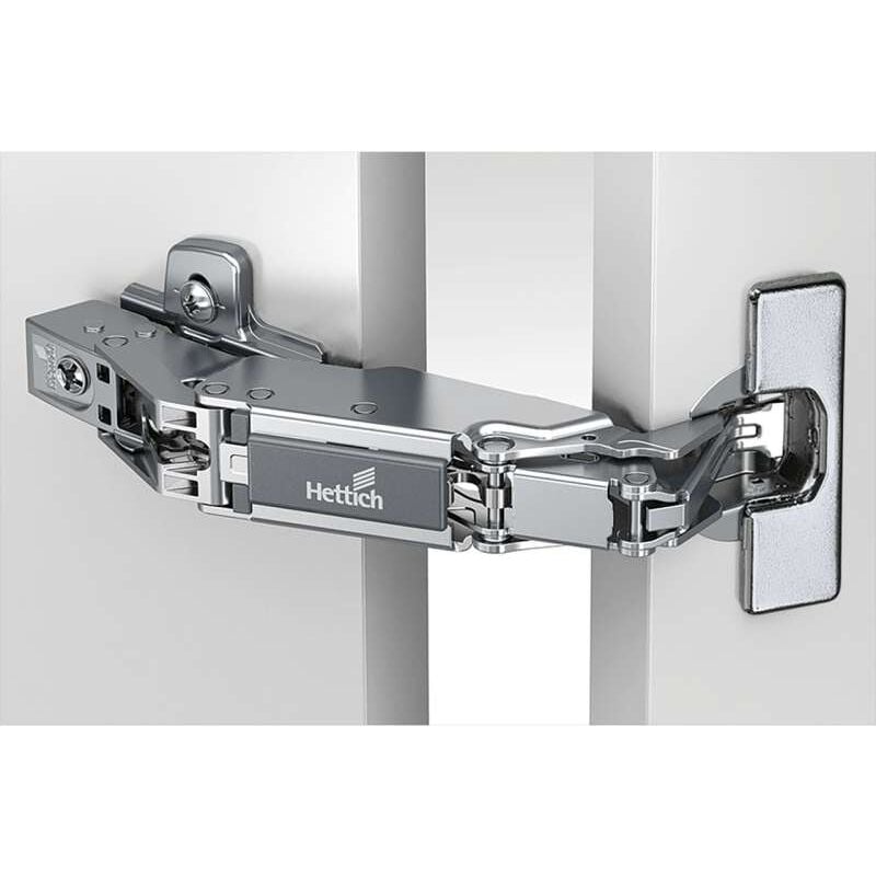 Hettich - Charnière intermat 8687 165° - Amortisseur : Sans - Coudure : 0 mm - Décor : Nickelé - Diametre boîtier : 35 mm - Entraxe : 52 mm