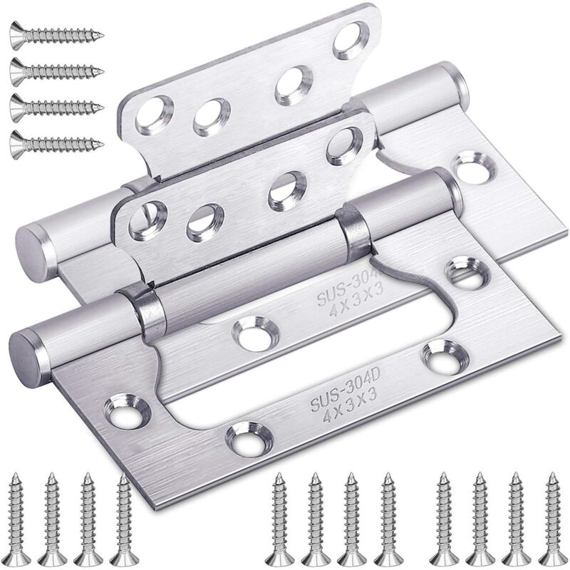 Charnière pour meuble,Charnières à Roulement à Billes en INOX 304 pour Portes de Maison Porte de Chambre100mm x 38mm x 2mm (2 Pièces)