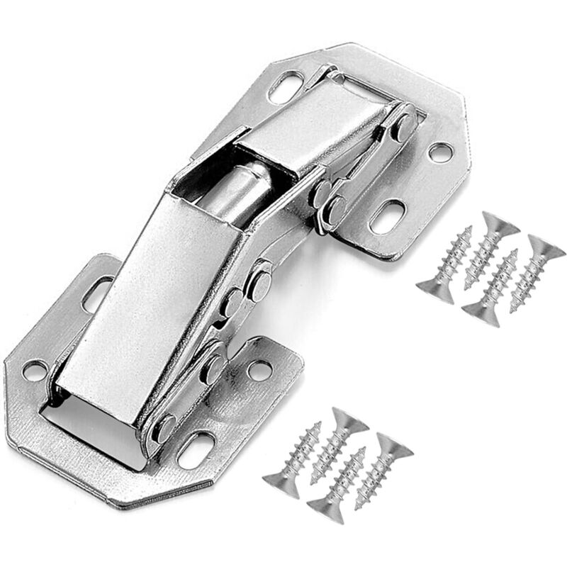 Charnière pour meuble,Lot de 8 Charnière Porte Placard en Inox, 105 × 44mm Charnière Invisible Meubles Porte Coin 90 Degrés avec 64 Vis