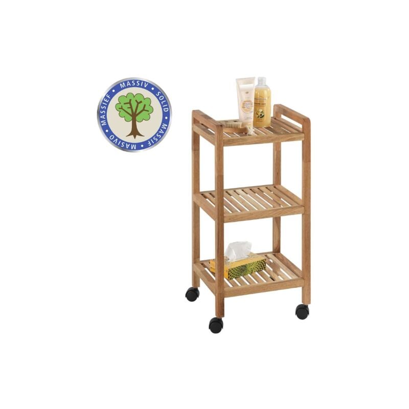 Desserte à roulettes bois Desserte salle de bain Norway Bois Noyer 35x72x31cm 3 étagères - talla