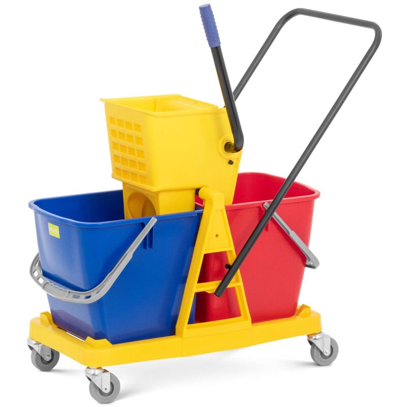 Charriot de ménage 2 seaux 60 l - Charriot de nettoyage Seau essoreur à roulettes
