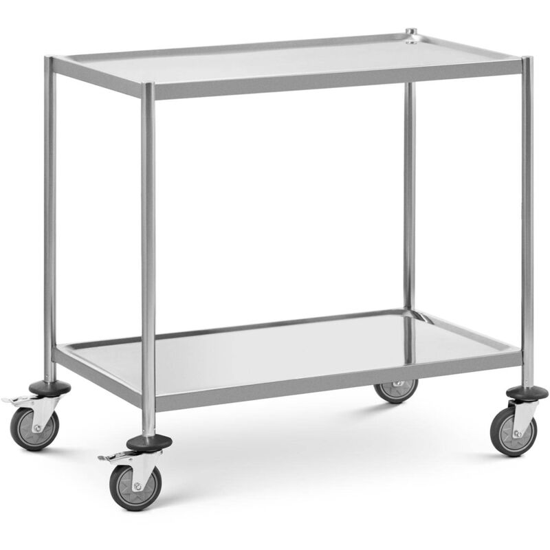Royal Catering - Charriot De Service Desserte à Roulettes Inox 2 Plateaux Cuisine 40 kg