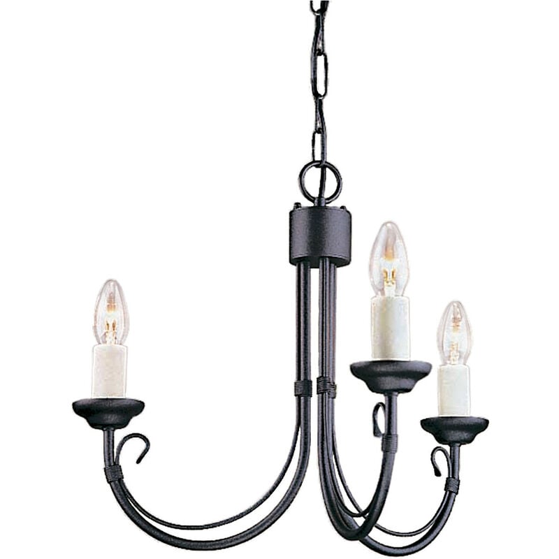 Elstead Chartwell - Chandelier 3 Light Black Finish, E14