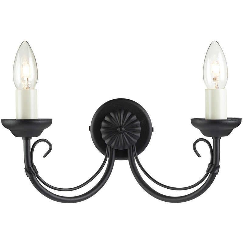 Elstead - Chartwell - 2 Light Indoor Candle Wall Light Black, E14