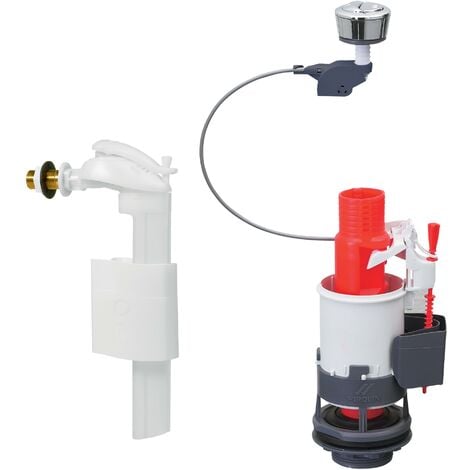 Chasse d'eau wc complète mécanisme wc double chasse MW2 et robinet flotteur à alimentation latérale F90 Wirquin MW90C, gris