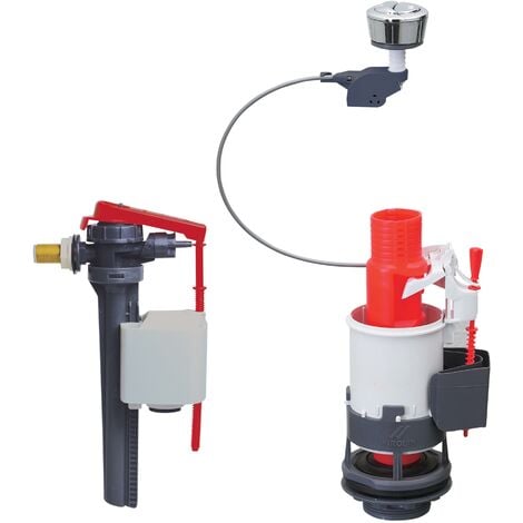 Ensemble mécanisme MW2 et robinet flotteur Jollyfill latéral Wirquin 10723583, gris et rouge