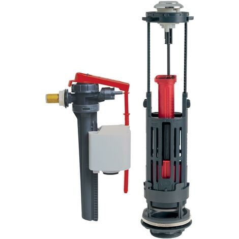 Chasse d'eau wc complète mécanisme wc double chasse Wirquin One et robinet flotteur à alimentation latérale Jollyfill Wirquin 10722123, gris
