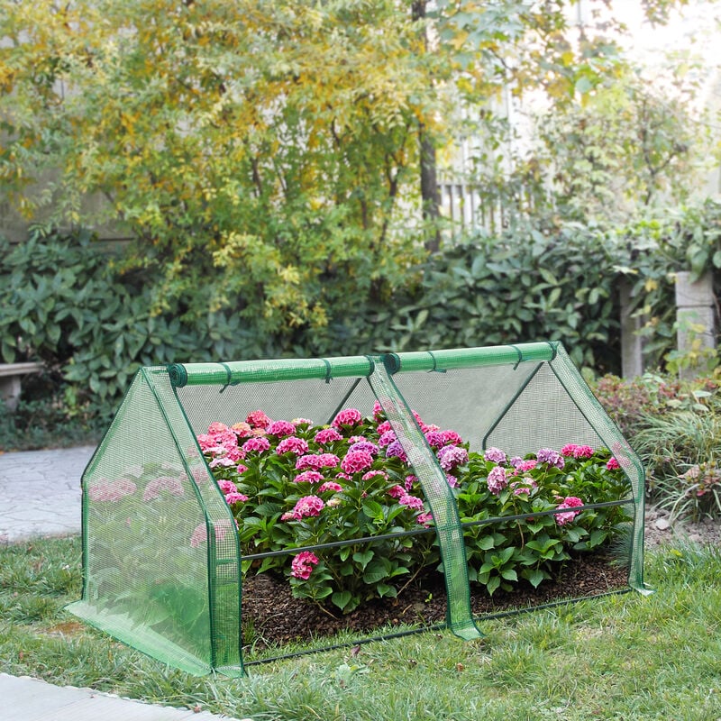 Mini Greenhouse Greenhouse en forme d'une maison de maison 180x90x90 cm couverture réticulée verte